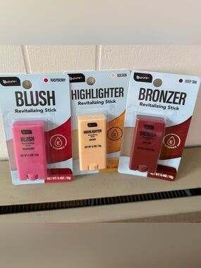 Bpure Revitalizing Stick Raspberry Blush Golden Highlighter Deep Tan Bronzer